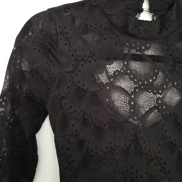 bebe Lace mock neck body con dress - Picture 2 of 8